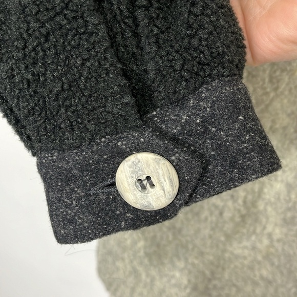 Canvasbacks Lutton & Horsfield Long Sherpa Wool Womens L Coat Jacket Black Gray - Picture 8 of 16